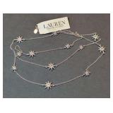Lauren Ralph Lauren Long Station Necklace with Pave Starburst Charms