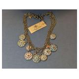 Patricia Nash Colored Compass Triple Chain Necklace NWT