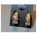 IDesigner Gold-Tone Pierced Earrings with Multi-Color Stones