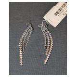 Aqua Strass Three Row Earrings Rhinestone Multi-Strand