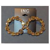 Designer International Concepts Gold Tone Crystal Beaded Hoop Earrings