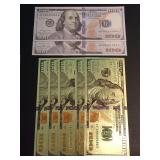 GOLD FOIL & REPLICA/COPY $100 NOVELTY NOTES