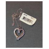 Mcys Heart Shaped Simulated Amethyst Baguette and Cz Necklace