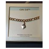 Designer Gold-Tone Mix and Match Charm Bracelet with Diamond-Shape Pendant