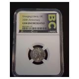 EMERGING LIBERTY DIME 250TH ANNIVERSARY, NGC GEM UNCIRCULATED