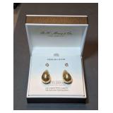 R.H. Mcy & Co. 18k Gold over Sterling Silver Lab Created White Sapphire Teardrop and Stud Earring Set