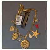 AQUA Brand Gold-Tone Nautical Charm Necklace With Original Tags