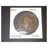 1919 GREAT BRITAIN ONE PENNY BRONZE COIN