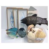 Nautical Fish Decor and Seashell Lot Collection
