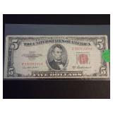 1953-A RED SEAL $5 BANKNOTE