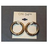 Designer Two Tone Huggie Earrings 35mm