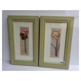 Framed Joseph Kiley Floral Art Prints Long Stem on Linen