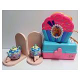 Childrens Decorative Bookends, Toy Makeup Case, and Cupcake Purse