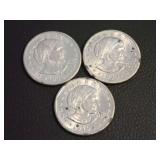 (3) 1979 SUSAN B ANTHONY DOLLAR COINS