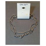 Designer Layered Chain Necklace Silver Tone 16/18 Inch