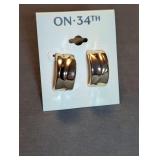 Designer Gold-Tone Metal Wide Hoop Post Earrings