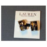 Lauren Ralph Lauren Tortoiseshell and Metal Hoop Earrings on Original Card