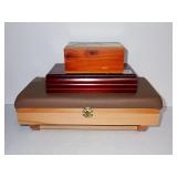 Assorted Wooden Storage Boxes Lot of Three