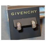 Givenchy Pavé Crystal Huggie Hoop Pierced Earrings on Original Store Card