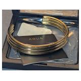 Aqua Gold-Tone Ribbed Cuff Bracelet