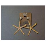 Designer International Concepts Gold Tone Crystal Starfish Dangle Earrings NWT