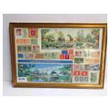 Framed World of Dinosaurs Stamp Collection and Assorted International Postage Stamps