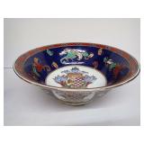 Large Oriental Porcelain Decorative Bowl with Coat of Arms Design Made in Macau