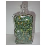Vintage Custom Engraved Glass Bottle Filled with Glass Marbles