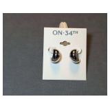 Designer Metal Rhodium Chipped Egg Tower Earrings