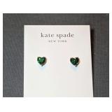 Kate Spade New York My Love Green and Gold Heart Stud Earrings