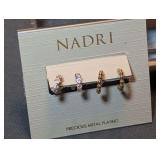 Nadri Gold Plated Cubic Zirconia and Beaded Earring Set