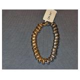 Designer Two-Tone Link Bracelet with Interlocking Bar Design and Tag