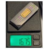 A&Z Sterling Silver and 14K Gold Money Clip with Original Bowen Jewelers Box ( This is actual gold bar inset NOT GOLD OVER STERLING)