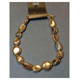 Designer International Concepts Gold Tone Organic Bead Tower Toggle Necklace