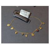 Aqua Gold-Tone Delicate Charm Necklace with Nature-Themed Charms