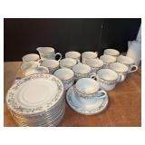 Farberware fine China cups, saucers, creamer and sugar, “Wellesley”, approximately 30 pieces, see pictures for details.