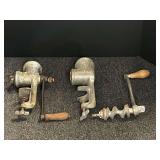 Vintage counter mount meat grinders, see pictures for details.