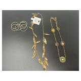 Lot of Two Gold-Tone Chain Belts with Rhinestone Accents and Binder Rings