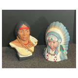 Ceramic native American busts, see pictures for details.