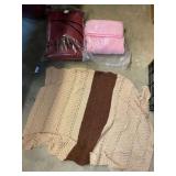 Assorted Blankets and Throw Lot Including crocheted Blanket, see pictures for details.