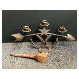 Rustic, southwestern candlestick folder, also includes a bushing tool bit (also known as a bush hammer or concrete texturing chisel bit) designed for a chipping hammer or rotary demolition hammer. See