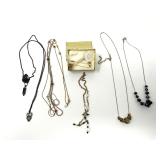Costume Jewelry Lot with Multiple Necklaces and Lapel Pins