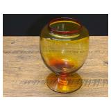 Amber and Red Art Glass Footed Vase