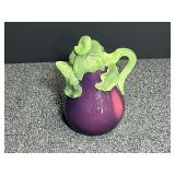 Vintage Kaldun & Bogle majolica-style eggplant pitcher/teapot, front “leaf” has a slight chip, see pictures for details.