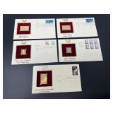 Collection of Five First Day of Issue Covers with Gold Replica Stamps