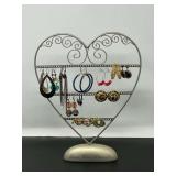 Heart Shaped Earring Stand with Assorted Costumed Earrings