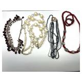 Lot of Four Assorted Beaded Necklaces in Various Colors and Styles
