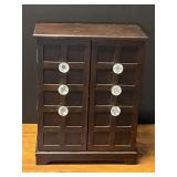 Wooden Jewelry Armoire with Crystal-Style Knobs and Side Doors