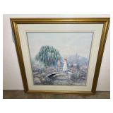 Framed and matted art print “Woman on Bridge"  by artist Joe Sambataro, see pictures for details.