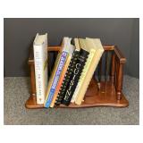 Cookbook/book holder with cookbooks. See for details.